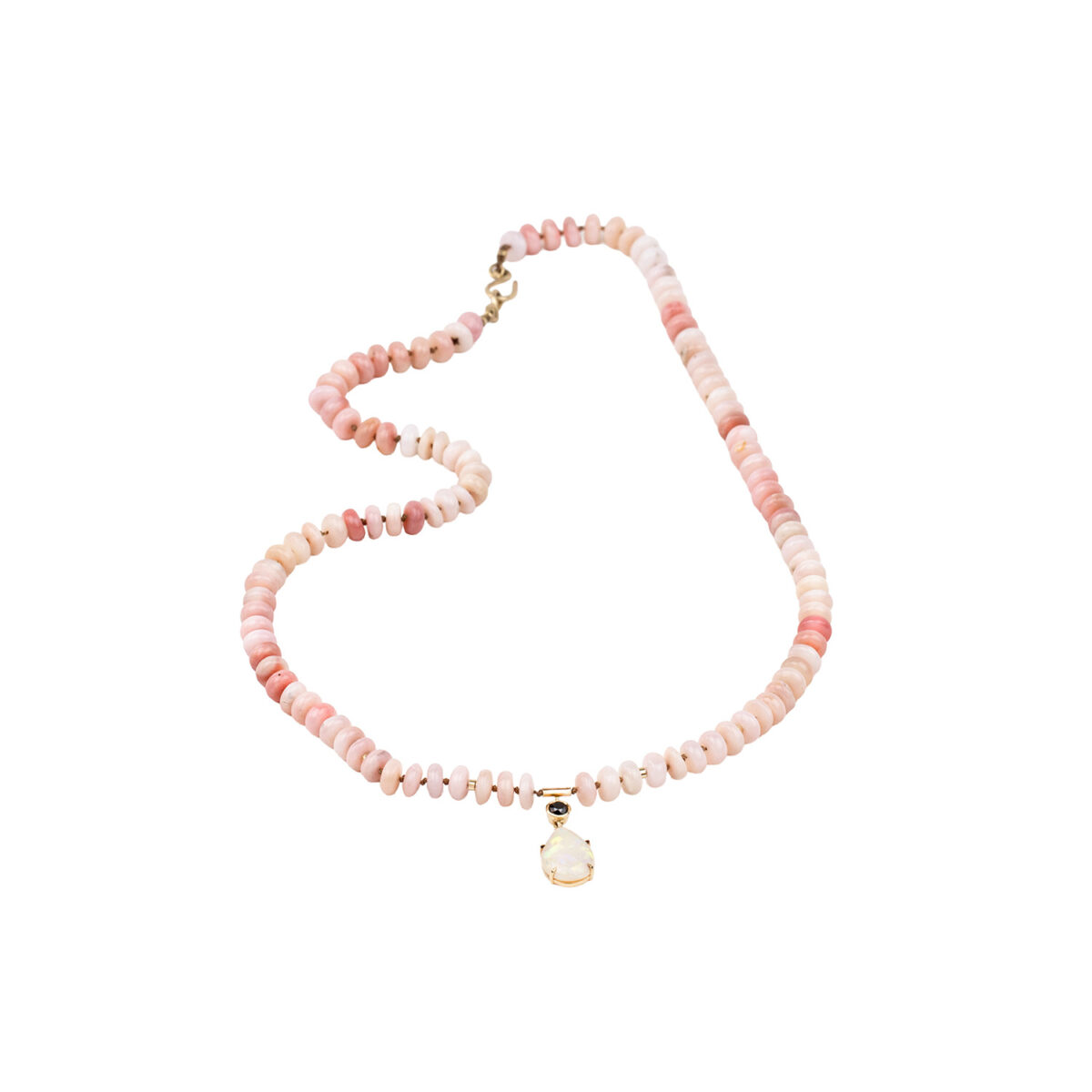 The Goddess – Opal & Black Diamond Silk Necklace