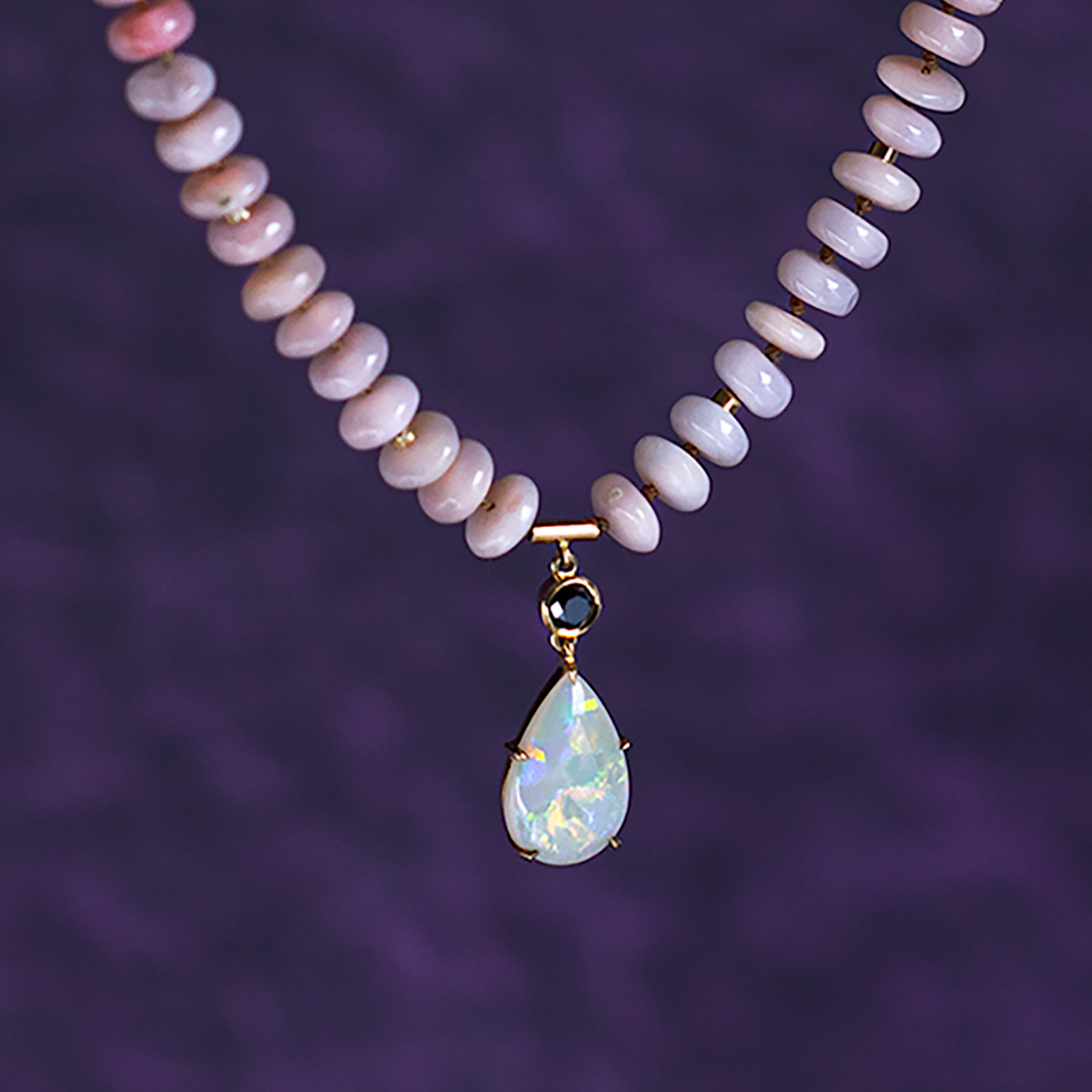 The Goddess – Opal & Black Diamond Silk Necklace - Image 5