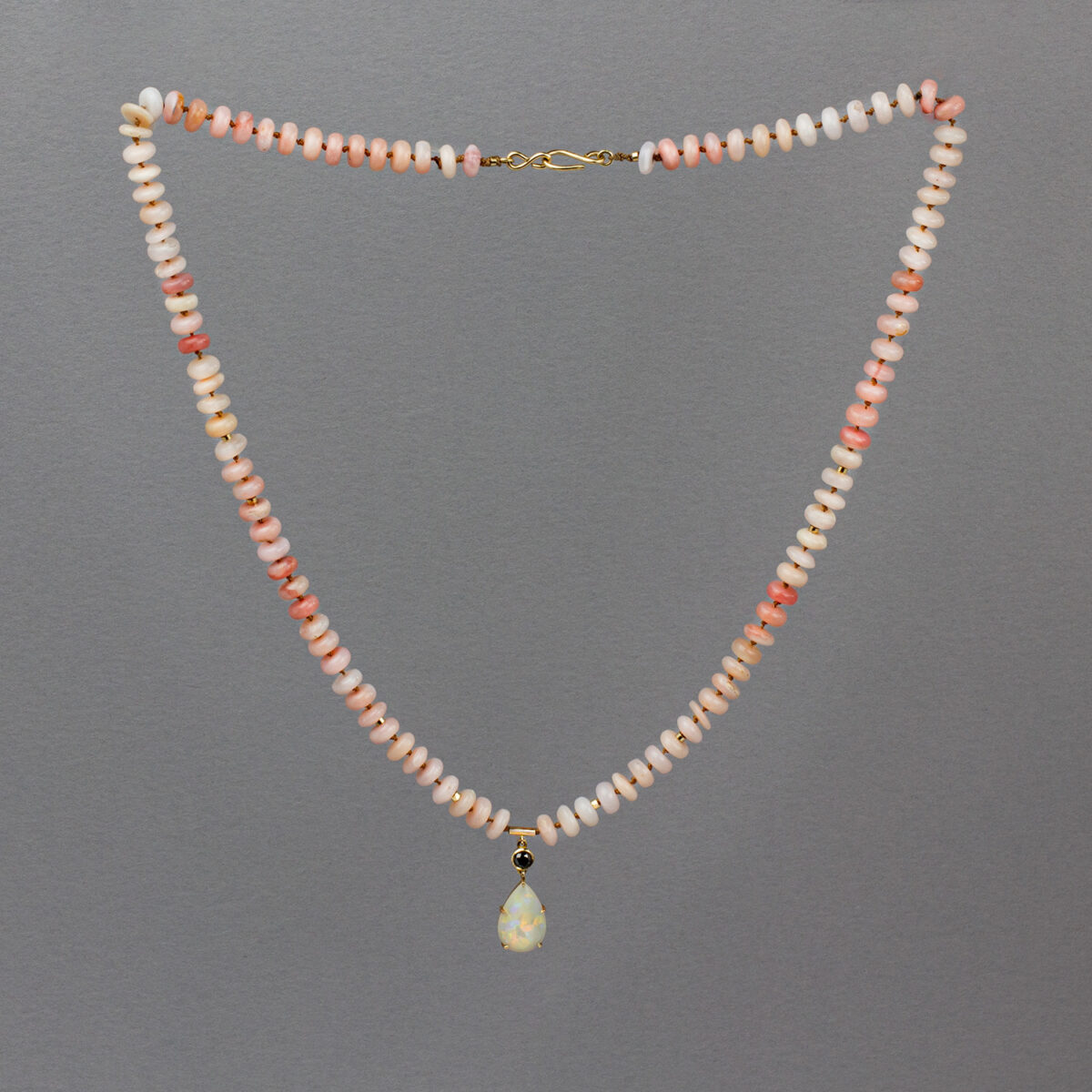 The Goddess – Opal & Black Diamond Silk Necklace