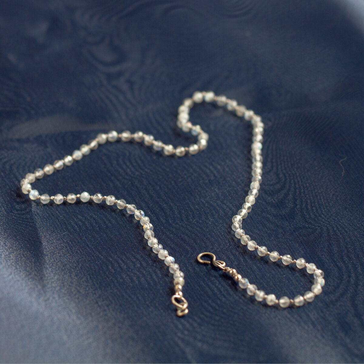 Labradorite Signature Oxidised Silver Silk Necklace