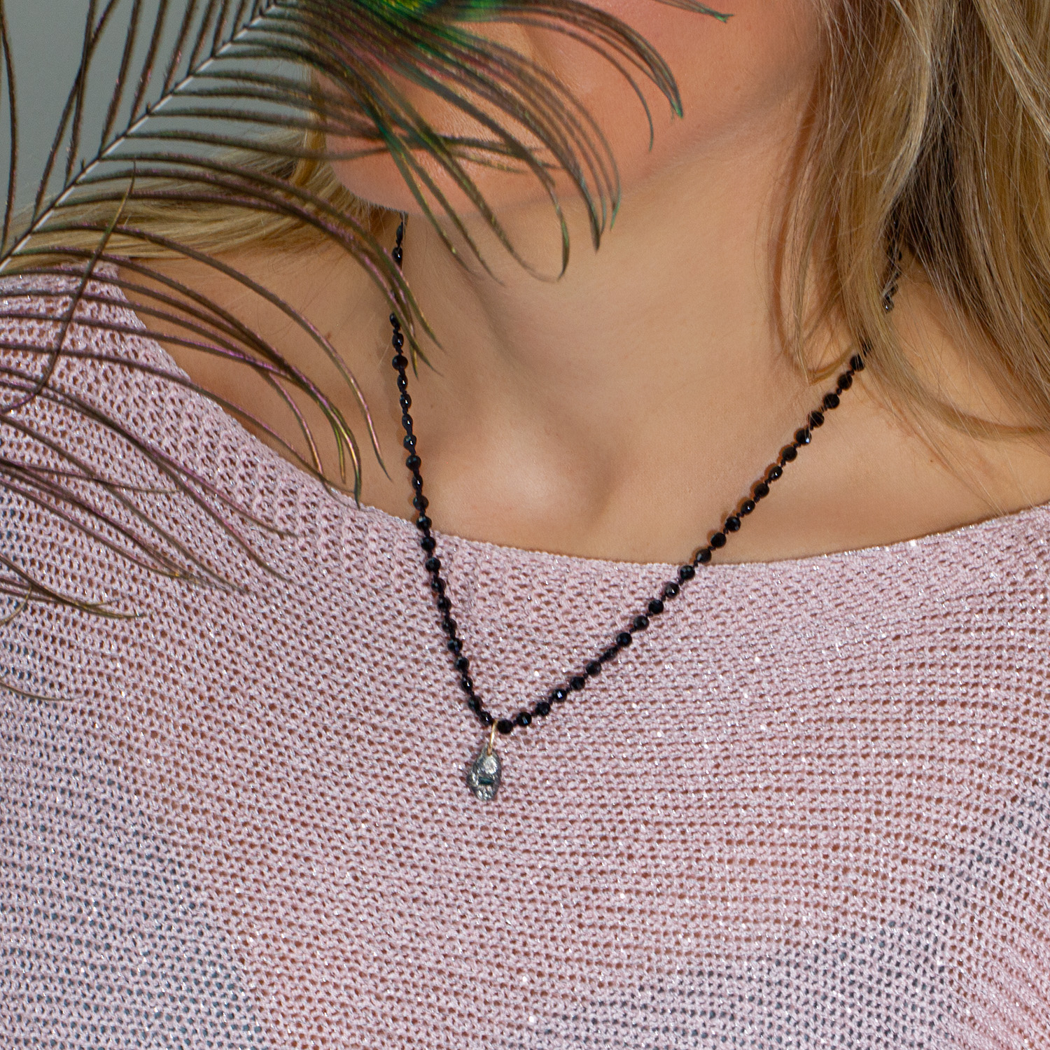 Black Spinel Signature Silk Necklace - Image 3