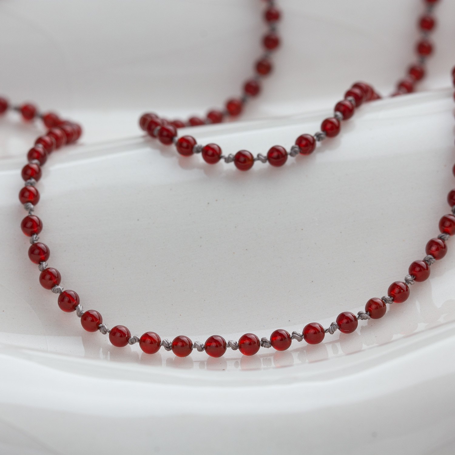 Ember – Red Carnelian Silk Necklace with Argentium® Silver & Gold Pendant - Image 3