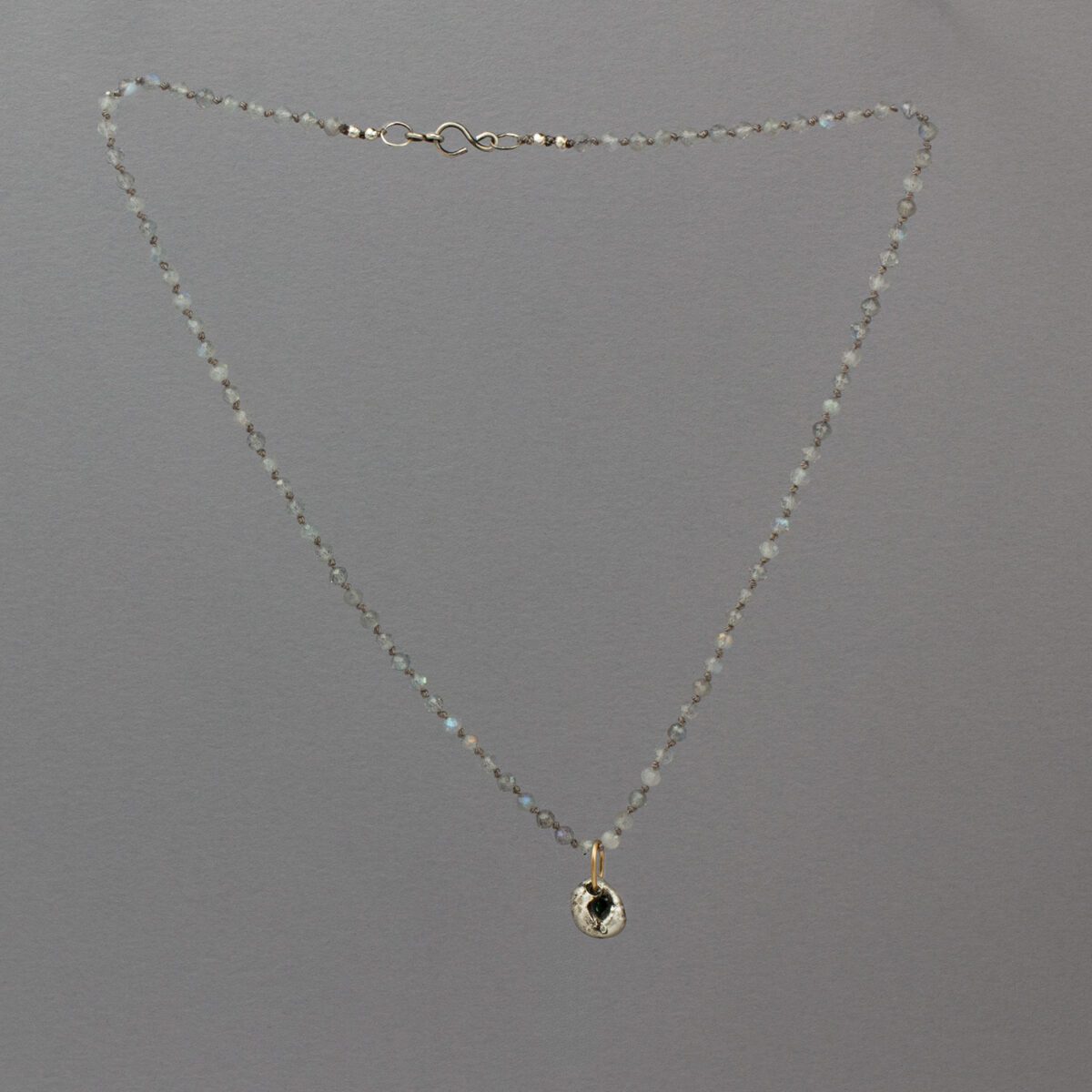 Labradorite Signature Oxidised Silver Silk Necklace