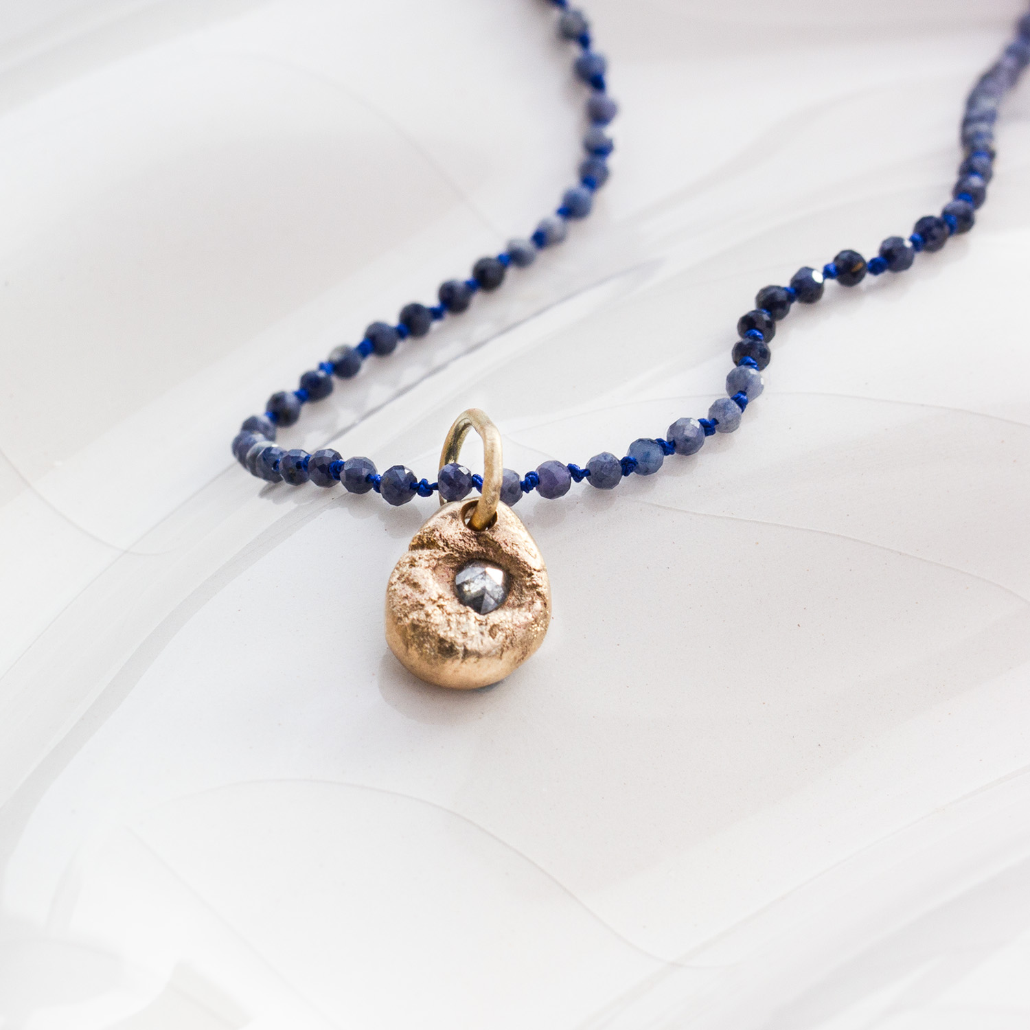 Inner Strength-Blue Sapphire Silk Necklace - Image 3