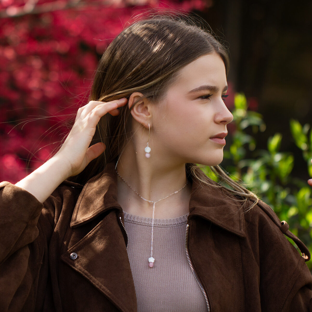 Rose Quartz & Mother Of Pearl Rose Set