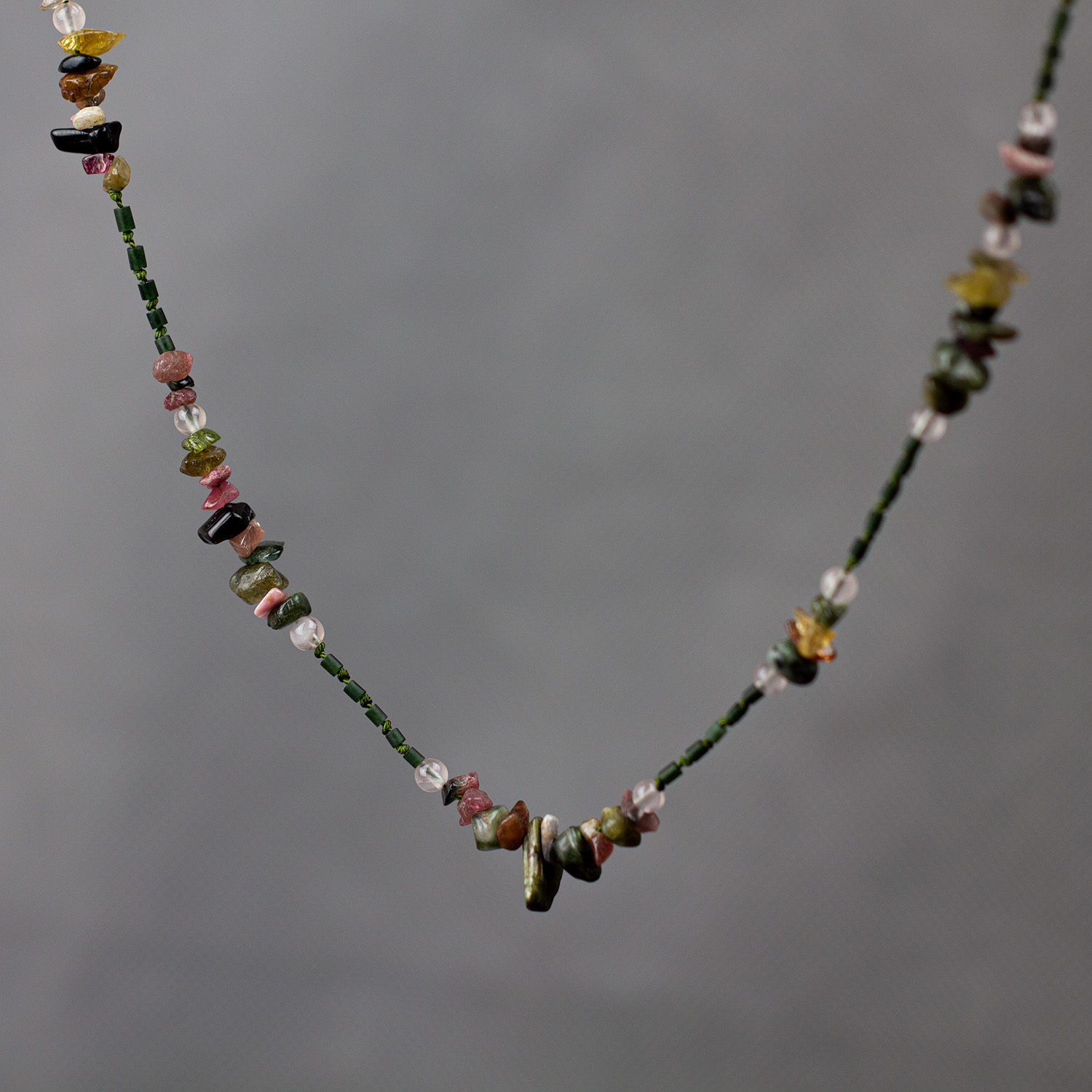 Tourmaline & Jade Silk Necklace - Image 3