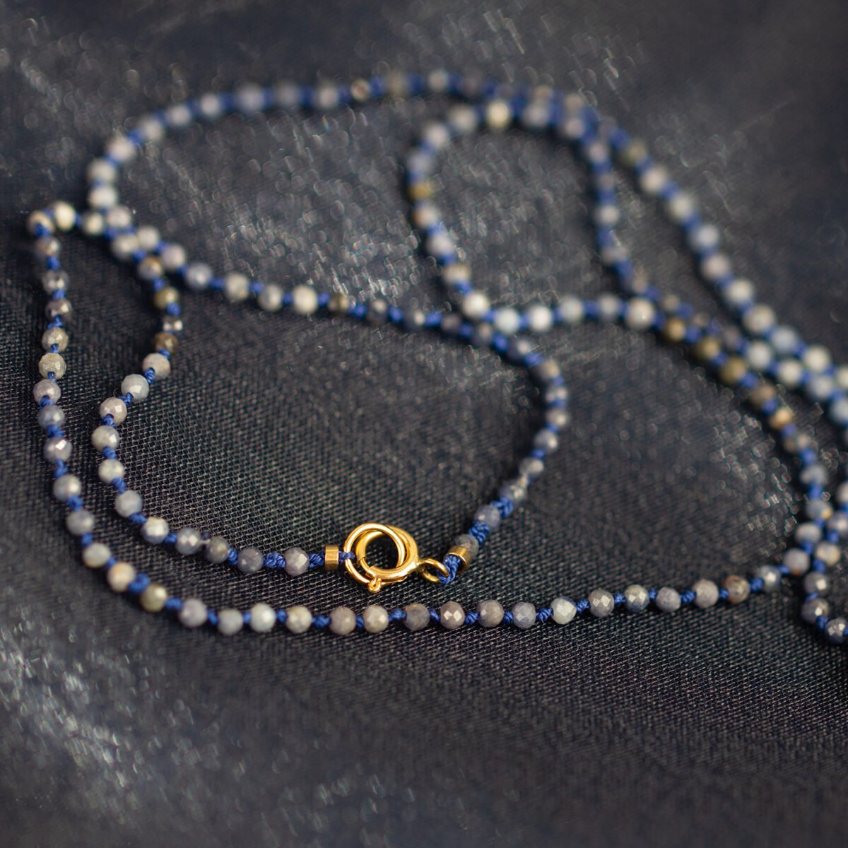 Flow – Blue Sapphire Long Silk Necklace